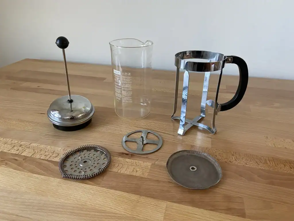 Disassembled French press